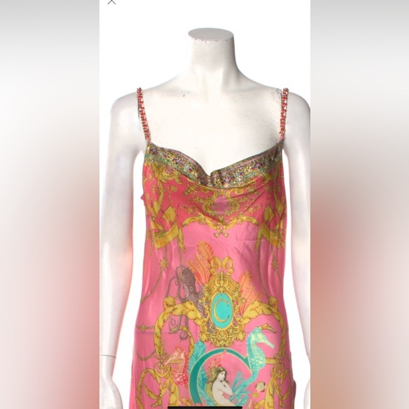 NWT RARE Camilla 'Mermaid Motel' cowl neck chain strap Long Silk Slip Dress S - Picture 2 of 11